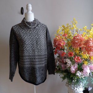 Lucky Brand Houndstooth Cowl Neck Sweater Women Size Large